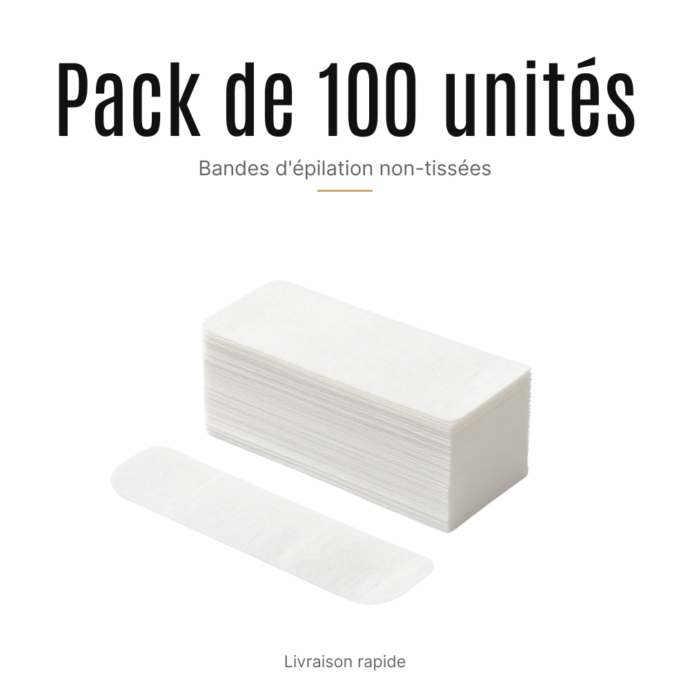 Lot de 100 bandes d'épilation non tissées blanches 7x20 cm
