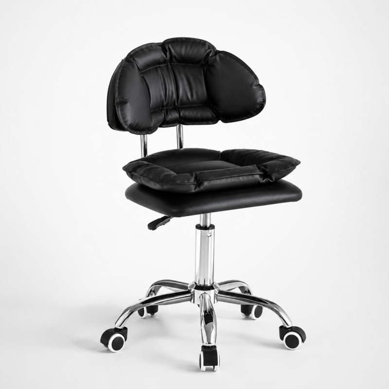 Tabouret à roulettes avec dossier rembourré noir professionnel pour salon spa et coiffure Maroc — equipementspa.com