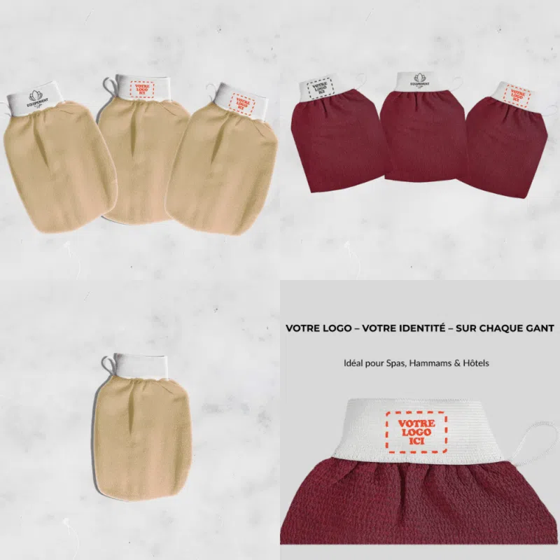 Pack 100 Gants Hammam Personnalisés avec Logo – 🚨Offre Spéciale🚨