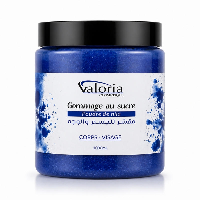 gommage sucre nila corps visage Valoria Cosmétique corps et visage professionnel spa hammam Maroc