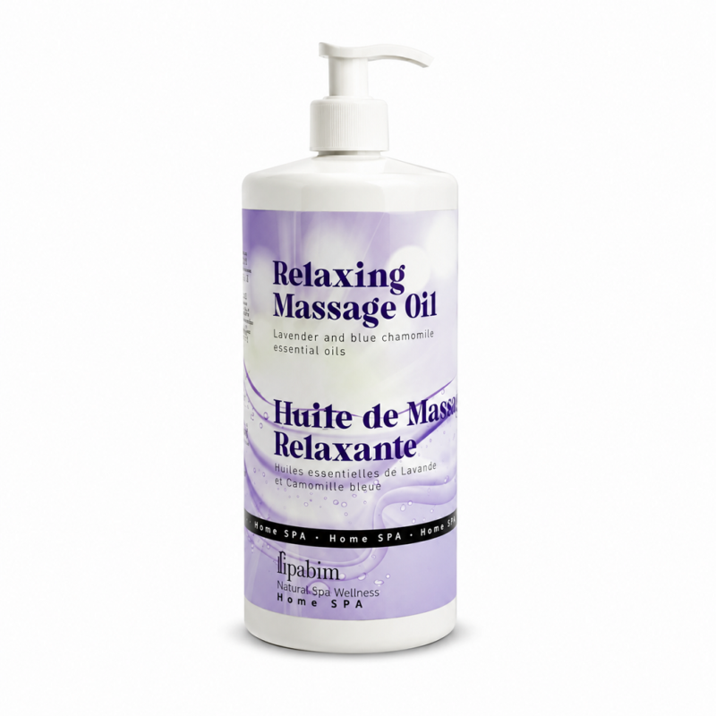 huile de massage lavande camomille bleue anti-stress sommeil — spa hammam riad professionnel Maroc — equipementspa.com